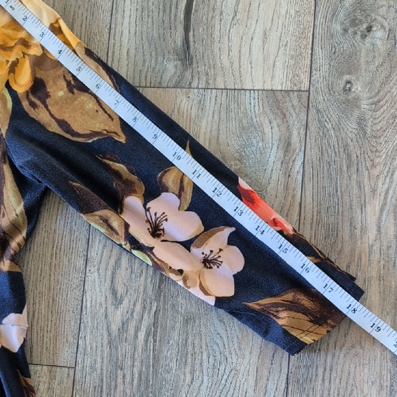 REBORN J Floral 3/4 Sleeve Maxi Dress with Pockets Navy Pink Yellow Size Large - Picture 11 of 12